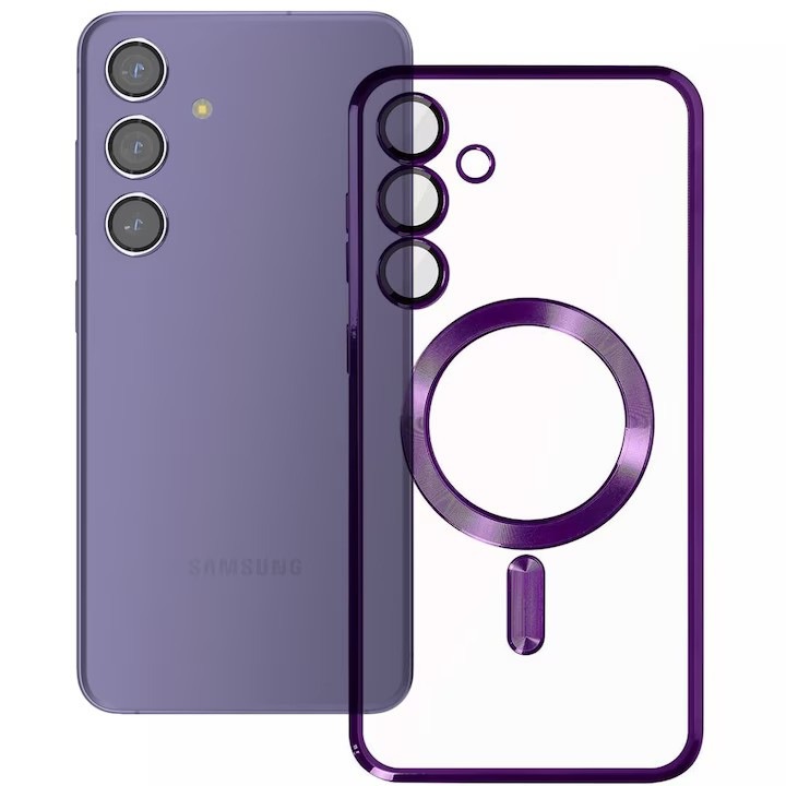 Магнитен луксозен калъф, съвместим с Samsung Galaxy S25, Electric Purple
