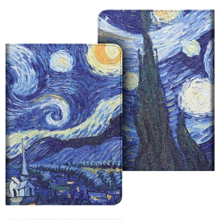 Husa pentru Kindle 2024 12th generation, SINBINTA, Starry night, Cu trezire automata/ adormire, Inchidere magnetica puternica, Rezistent la socurisi la cadere, Suport Integrat, Curea de Mana, Buzunar pentru Carduri, PC, 169*117*9.1mm, Multicolor