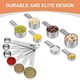 Set 14 ustensile pentru bucatarie，cu 6 gradate linguri de masurat si 7 gradate cupe de masurat, tabel pentru masurare cu suport magnetic, otel inoxidabil