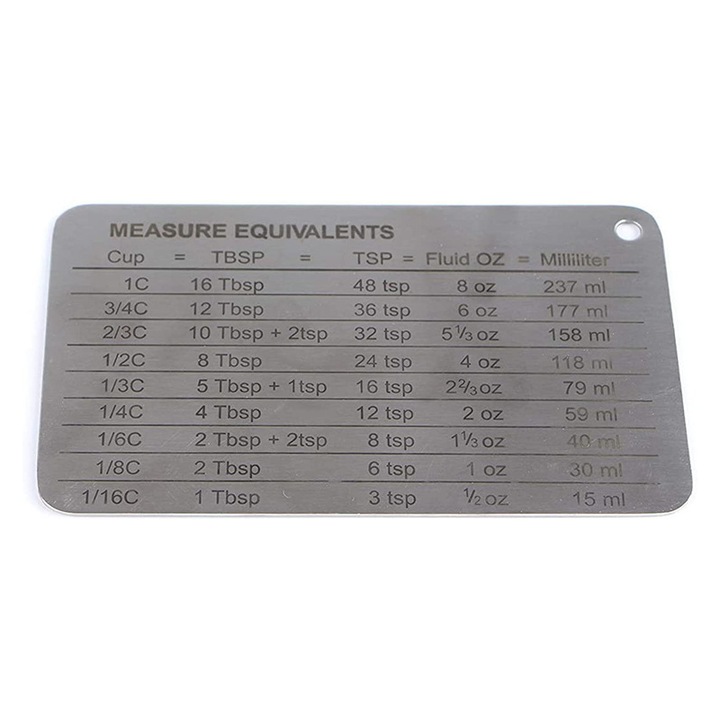 Set 14 ustensile pentru bucatarie，cu 6 gradate linguri de masurat si 7 gradate cupe de masurat, tabel pentru masurare cu suport magnetic, otel inoxidabil