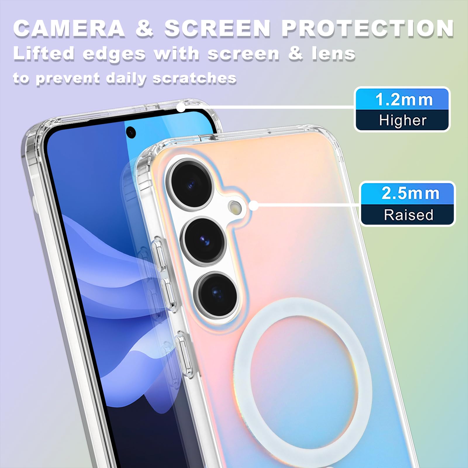 Husa pentru Samsung Galaxy S24, ChicRest, Compatibil cu Magsafe, Fluorescent Iridescent Color, Shockproof Translucent Matte Protective Phone Case 6.2 Inch