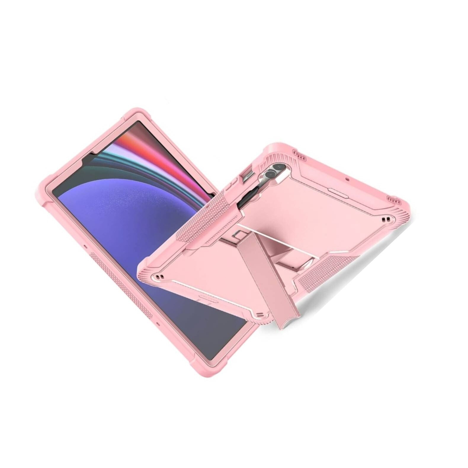 Husa tableta pentru Samsung Galaxy Tab S9 Plus/Tab S9 FE+, Ideala pentru Utilizare Zilnica, Antisoc si Anti-zgarieturi, Suport functional, incizie precisa, rezistent la uzura, anti picatura, anti amprenta, Aur trandafir