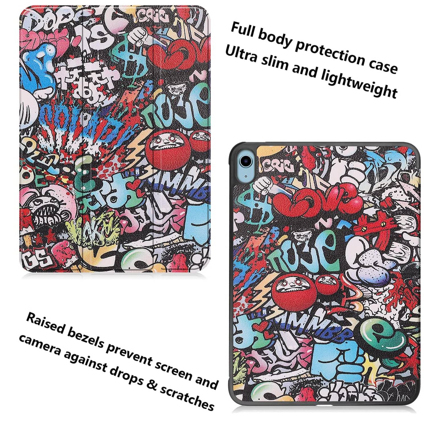 Husa protectie tableta compatibila cu pentru Apple iPad Mini 6 2021, Material din piele, robust si durabil, rezistent la uzura si anti-picatura, anti amprenta, suport, incizie precisa, functie automata de trezire si somn, graffiti
