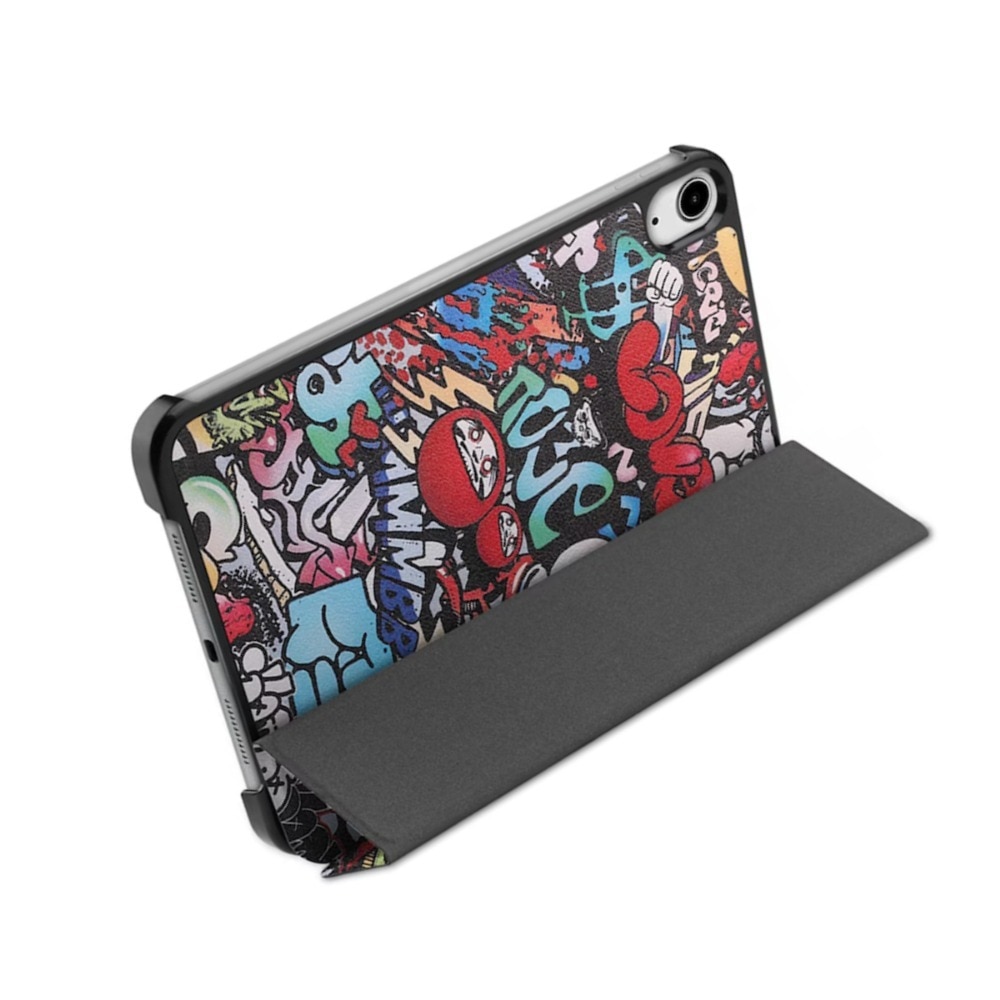 Husa protectie tableta compatibila cu pentru Apple iPad Mini 6 2021, Material din piele, robust si durabil, rezistent la uzura si anti-picatura, anti amprenta, suport, incizie precisa, functie automata de trezire si somn, graffiti