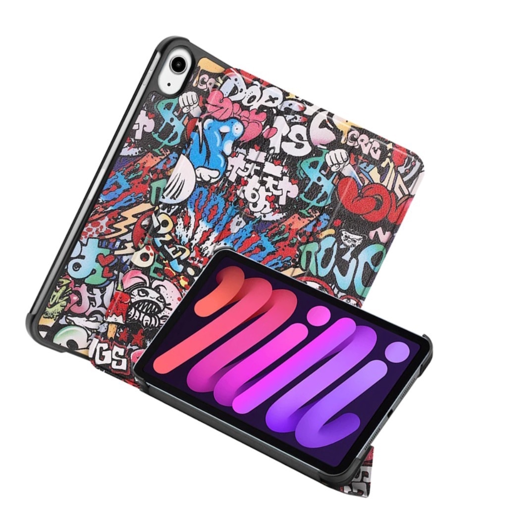 Husa protectie tableta compatibila cu pentru Apple iPad Mini 6 2021, Material din piele, robust si durabil, rezistent la uzura si anti-picatura, anti amprenta, suport, incizie precisa, functie automata de trezire si somn, graffiti