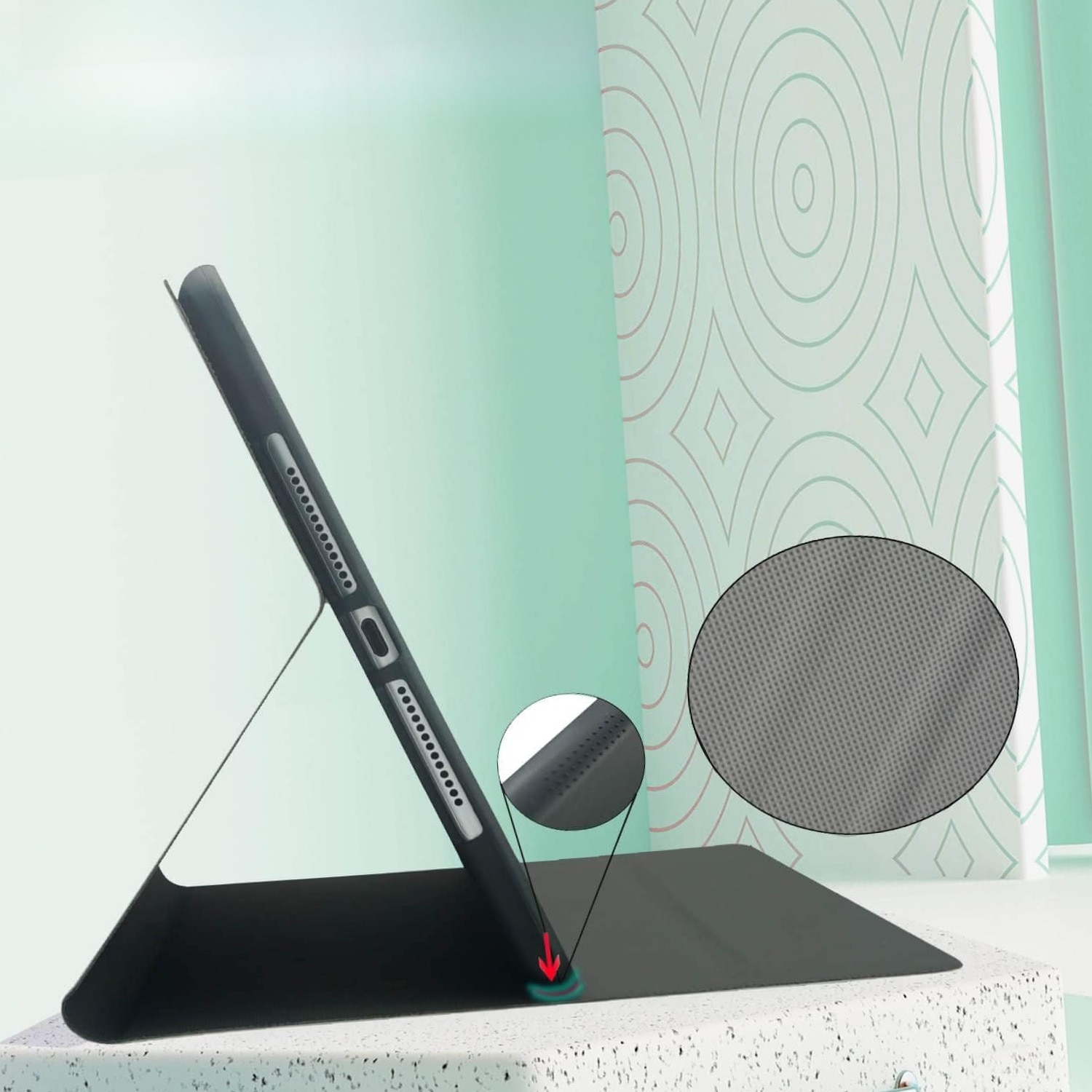 Husa tableta din piele pentru Samsung Galaxy Tab S9 Plus / S9 FE Plus, Protectie Completa, Top Quality, Marble design, Verde, Anti-cadere, rezistent la uzura si durabil
