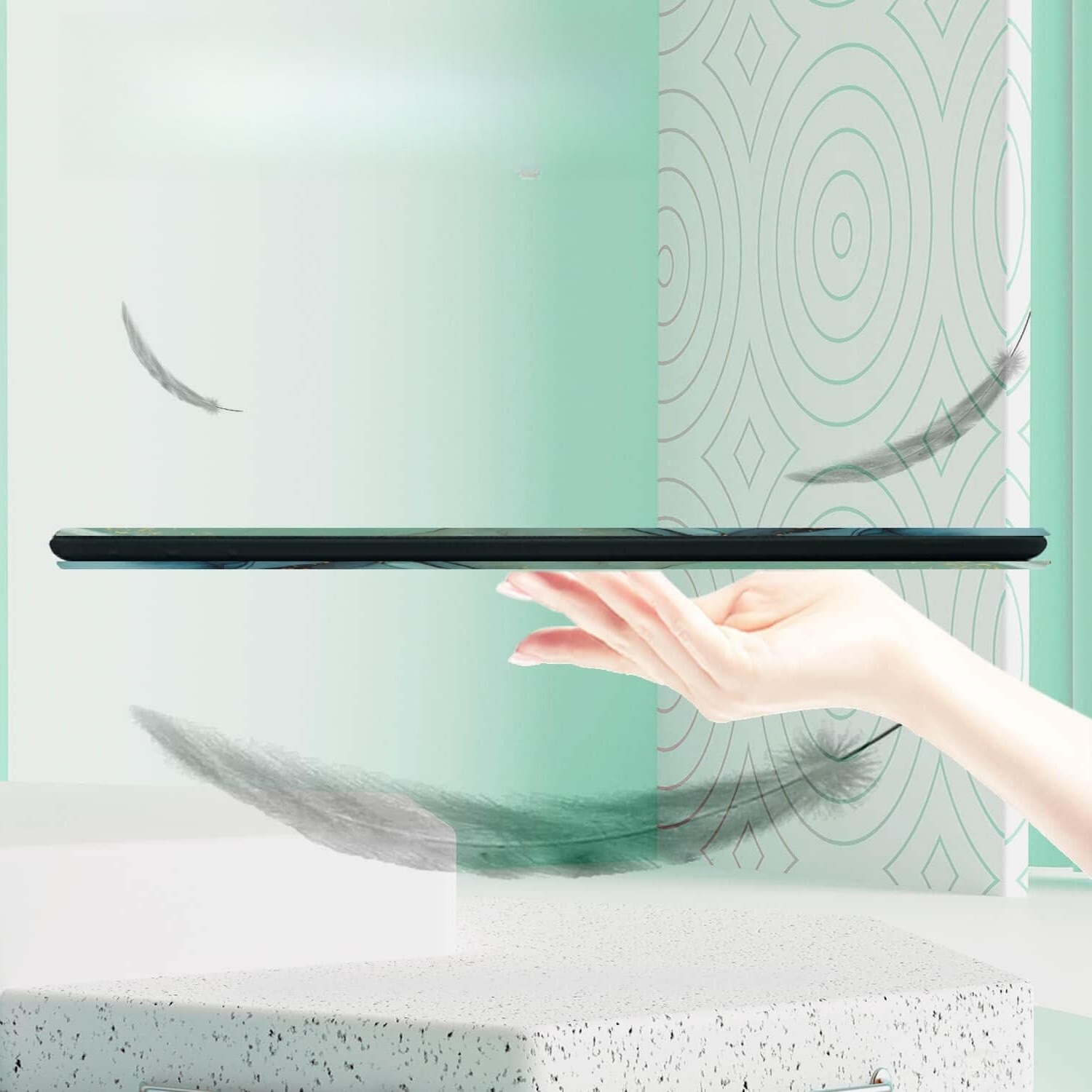Husa tableta din piele pentru Samsung Galaxy Tab S9 Plus / S9 FE Plus, Protectie Completa, Top Quality, Marble design, Verde, Anti-cadere, rezistent la uzura si durabil