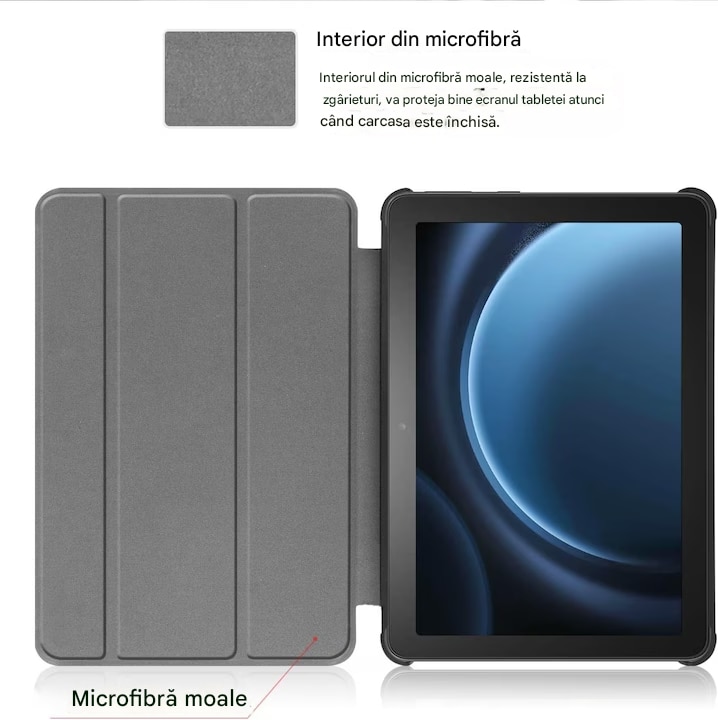 Husa tableta din piele pentru Samsung Galaxy Tab S9 Plus / S9 FE Plus, Protectie Completa, Top Quality, Marble design, Verde, Anti-cadere, rezistent la uzura si durabil