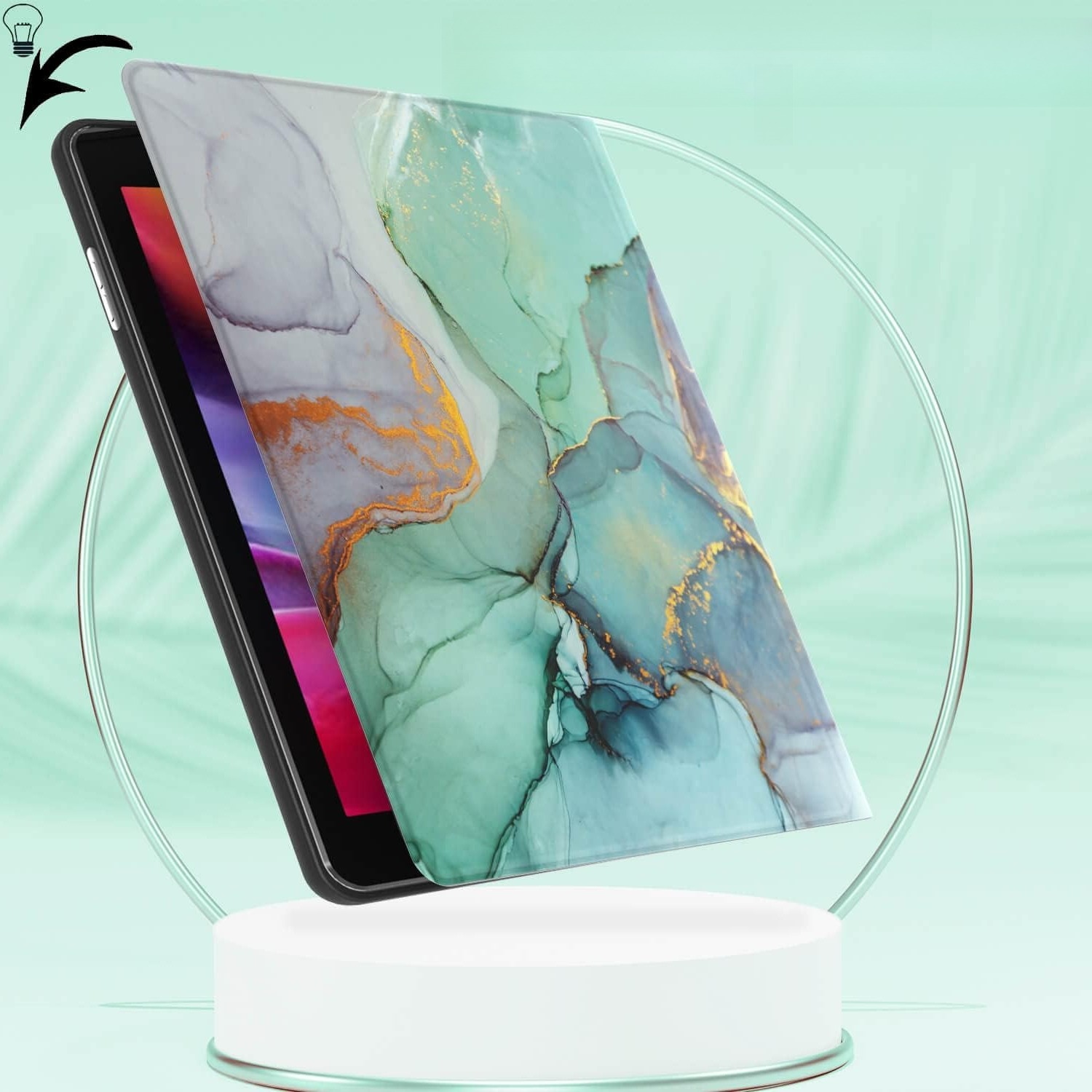Husa tableta din piele pentru Samsung Galaxy Tab S9 Plus / S9 FE Plus, Protectie Completa, Top Quality, Marble design, Verde, Anti-cadere, rezistent la uzura si durabil