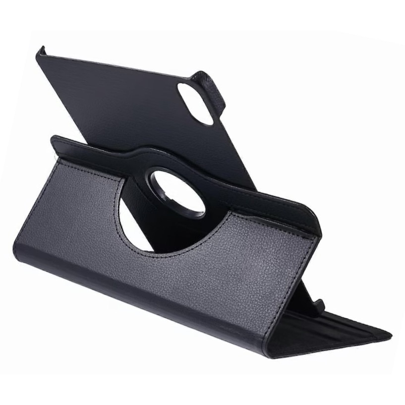 Husa telefon tip carte, Piele ecologica, pentru Honor Pad 8, Negru, Suport, disipare a caldurii, anti picatura, anti amprenta, rotativ