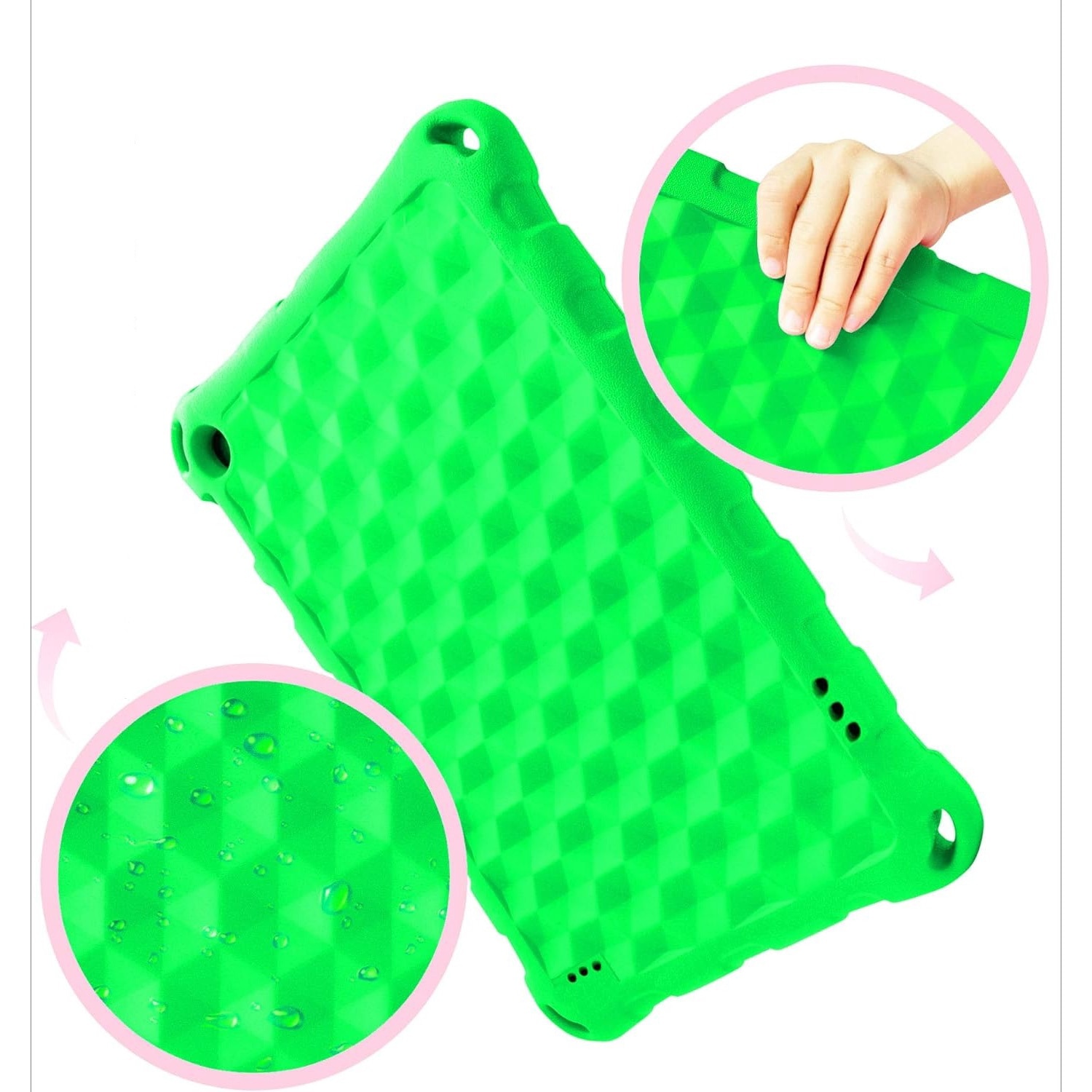 Husa protectie tableta, Compatibila cu Amazon Fire 7, Verde, rezistent la socuri, disipare a caldurii, anti-uzura, anti-picatura