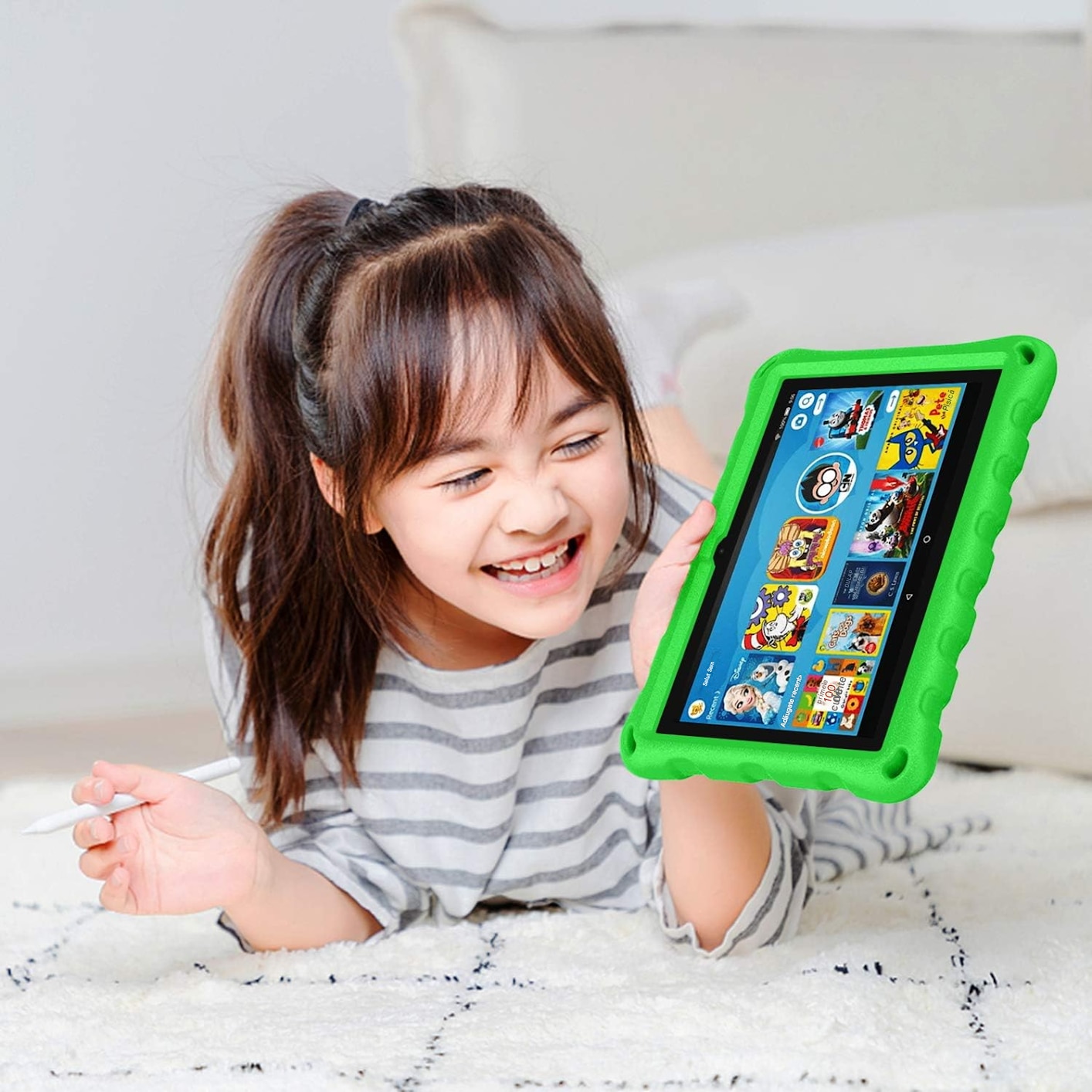 Husa protectie tableta, Compatibila cu Amazon Fire 7, Verde, rezistent la socuri, disipare a caldurii, anti-uzura, anti-picatura