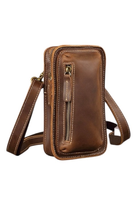 Férfi táska Quoco, Roca Vintage, valódi bőr, világosbarna