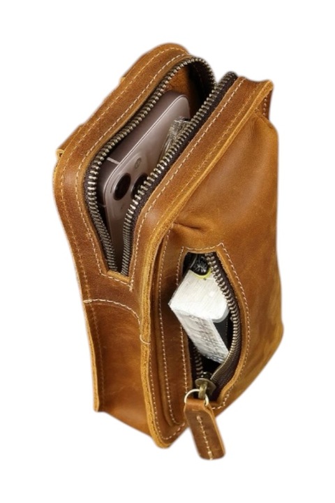 Férfi táska Quoco, Roca Vintage, valódi bőr, sötétbarna