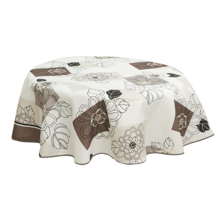 Fata de masa impermeabila, model flori si frunze, 160 cm