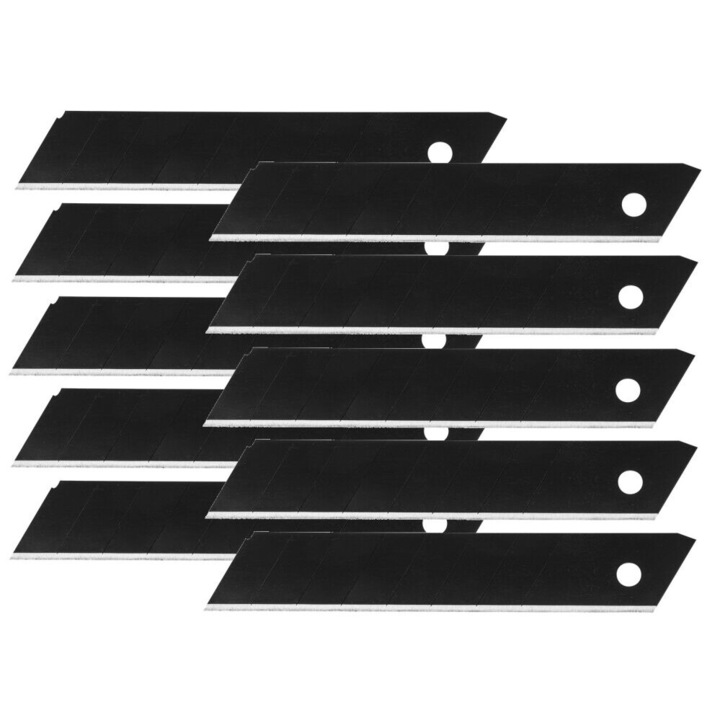 Set 10 lame de schimb, 18mm, negru, pentru taiere precisa