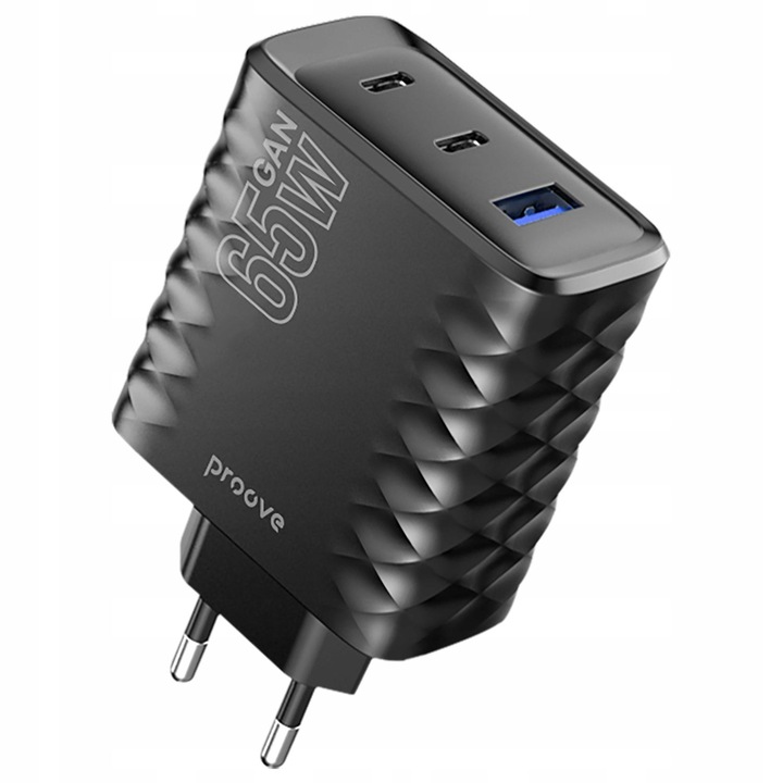 Falitöltő 230V Gyors töltés 65W 2 USB-C USB Type-C + USB-A GAN, Speed ​​​​SurgeGan 65W
