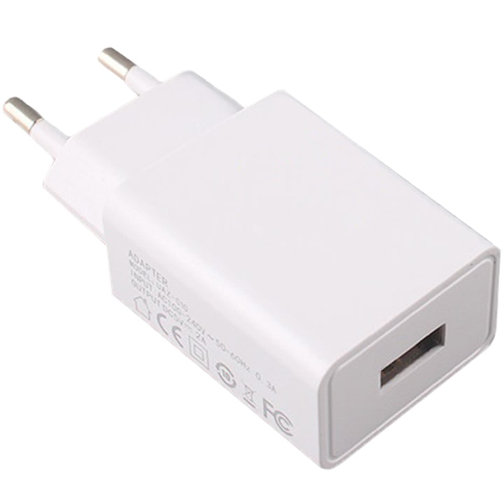 Incarcator retea, USB-A, 5V 2A, pentru telefoane mobile, alte dispozitive, fara incarcare rapida, Alb, OptimStar®