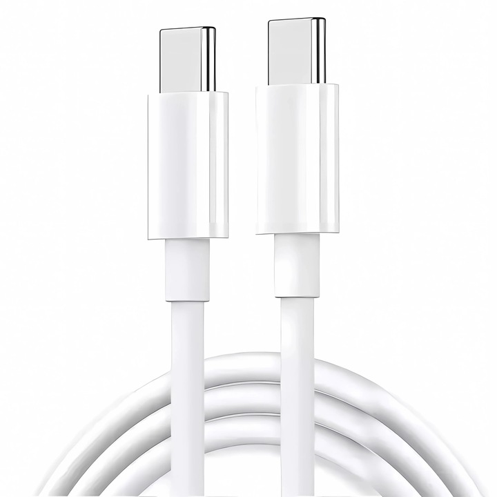 Bervolo USB-C - USB-C töltőkábel, PD 100W, univerzális gyorstöltő minden USB-C eszközhöz, kompatibilis MacBook, laptopok, telefonok, táblagépek, 1 M, fehér
