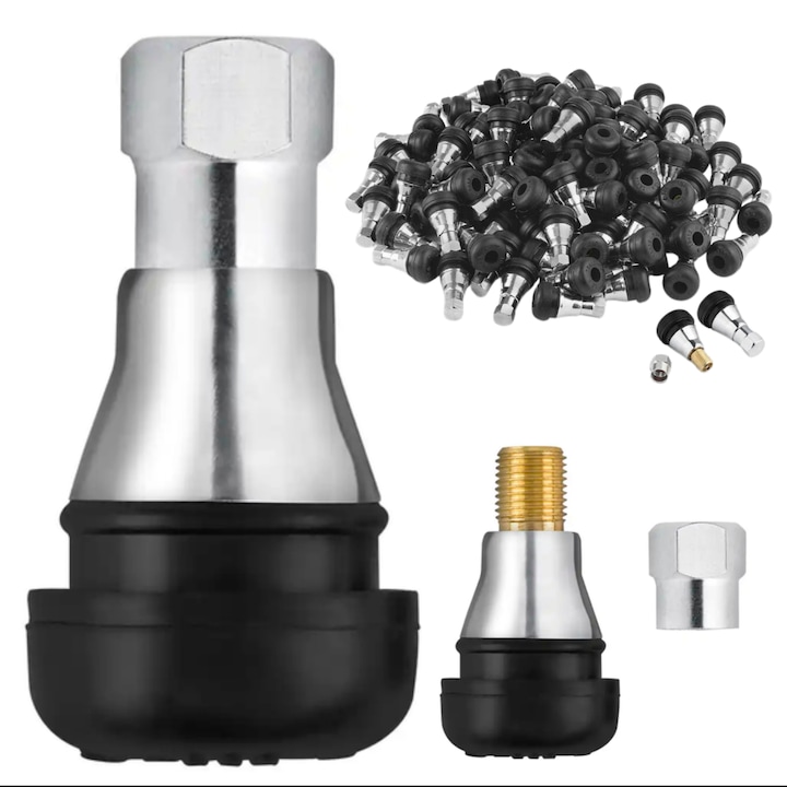 Supapa TR412, MJW, cromata, fara camera, pentru roti auto, 100 bucati