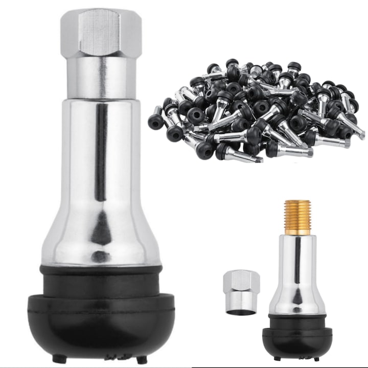 Supapa TR413, MJW, cromata, tubeless, pentru roti auto, 100 bucati