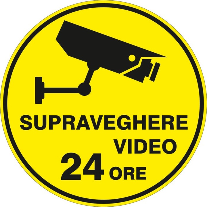 Indicator semnalizare Supraveghere video, autocolant, diametru 15 cm
