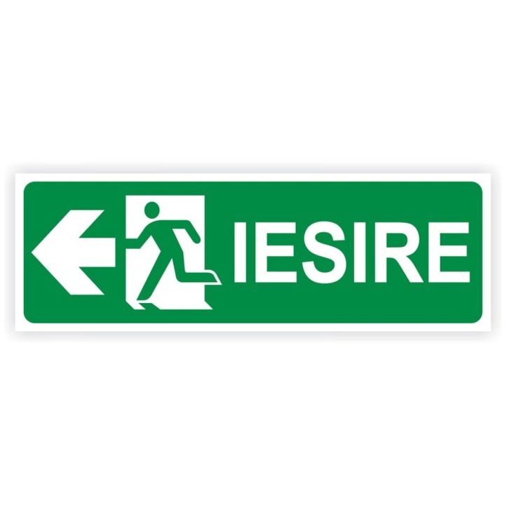 Indicator semnalizare Iesire in caz de urgenta Stanga, PVC, 30 x 10 cm