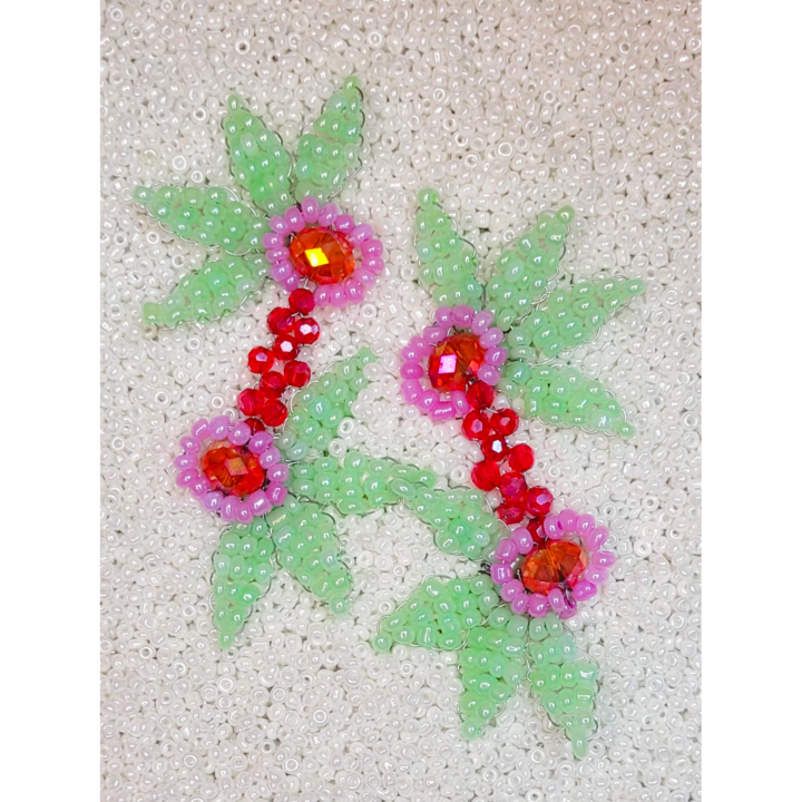 Cercei Statement Mirrored mint flowers