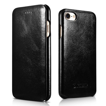 Husa iPhone SE 2 (2020), iPhone 8, iPhone 7, iCarer Vintage Curved Series, din piele, tip carte, culoare Neagra Husa iPhone SE 2 (2020), iPhone 8, iPhone 7, iCarer Vintage Curved Series, din piele, tip carte, culoare Neagra