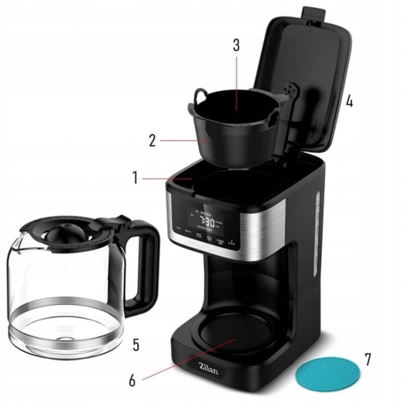 Cafetiera Digitala 900W, 1.8L, Functie Curatare Automata