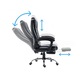 Scaun de birou directorial cu masaj, ergonomic, functie sezlong, cu spatar rabatabil si suport de picioare din piele ecologica, Negru