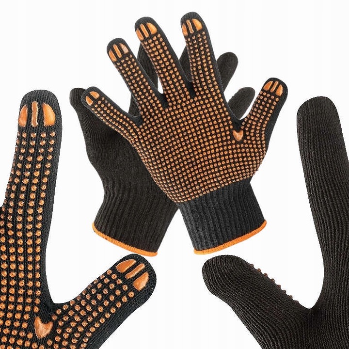 Manusi de protectie munca, Neo Tools, marimea 8, negru cu puncte portocalii