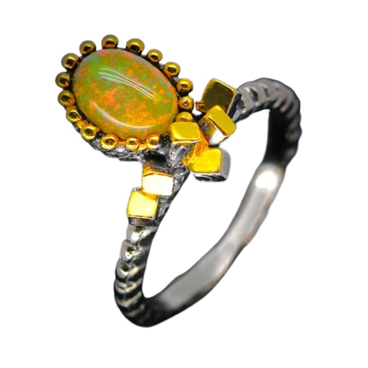 Inel bijuterie din argint 925 cu opal pastel, 7