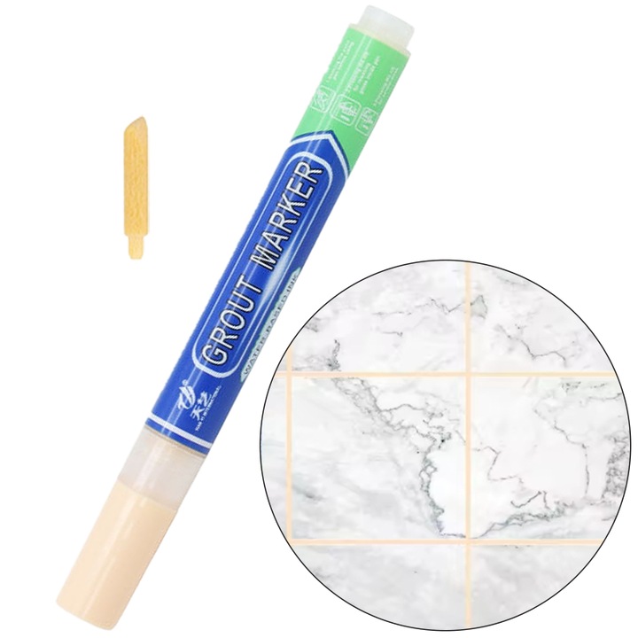 CCmax Cream Paint Corrector Маркер за фугиране на плочки и камък с течна боя и резервен накрайник, 15 ml