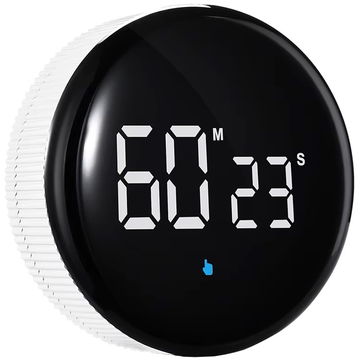Cronometru digital, cu acumulator de mare capacitate, incarcare USB, timer bucatarie, cu ajustare minute si secunde, alarma, afisaj LED, magnetic, ecran mare, usor de citit, Alb, OptimStar®