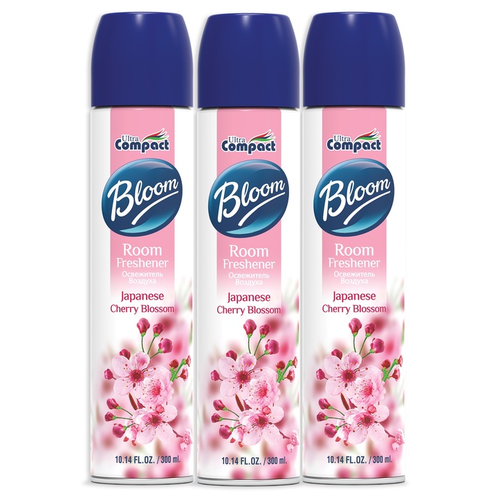 Set 3 x Odorizante de Camera Bloom Spray - JAPANESE CHERRY BLOSSOM Ultra Compact, 3 x 300 ml