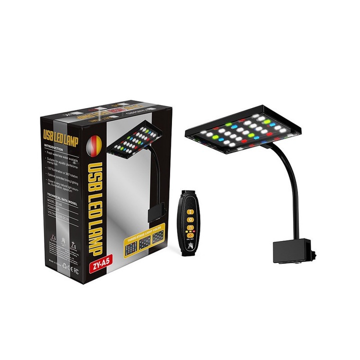 Lumina LED pentru acvariu, 10 niveluri de luminozitate, 3 moduri de iluminare, 9W