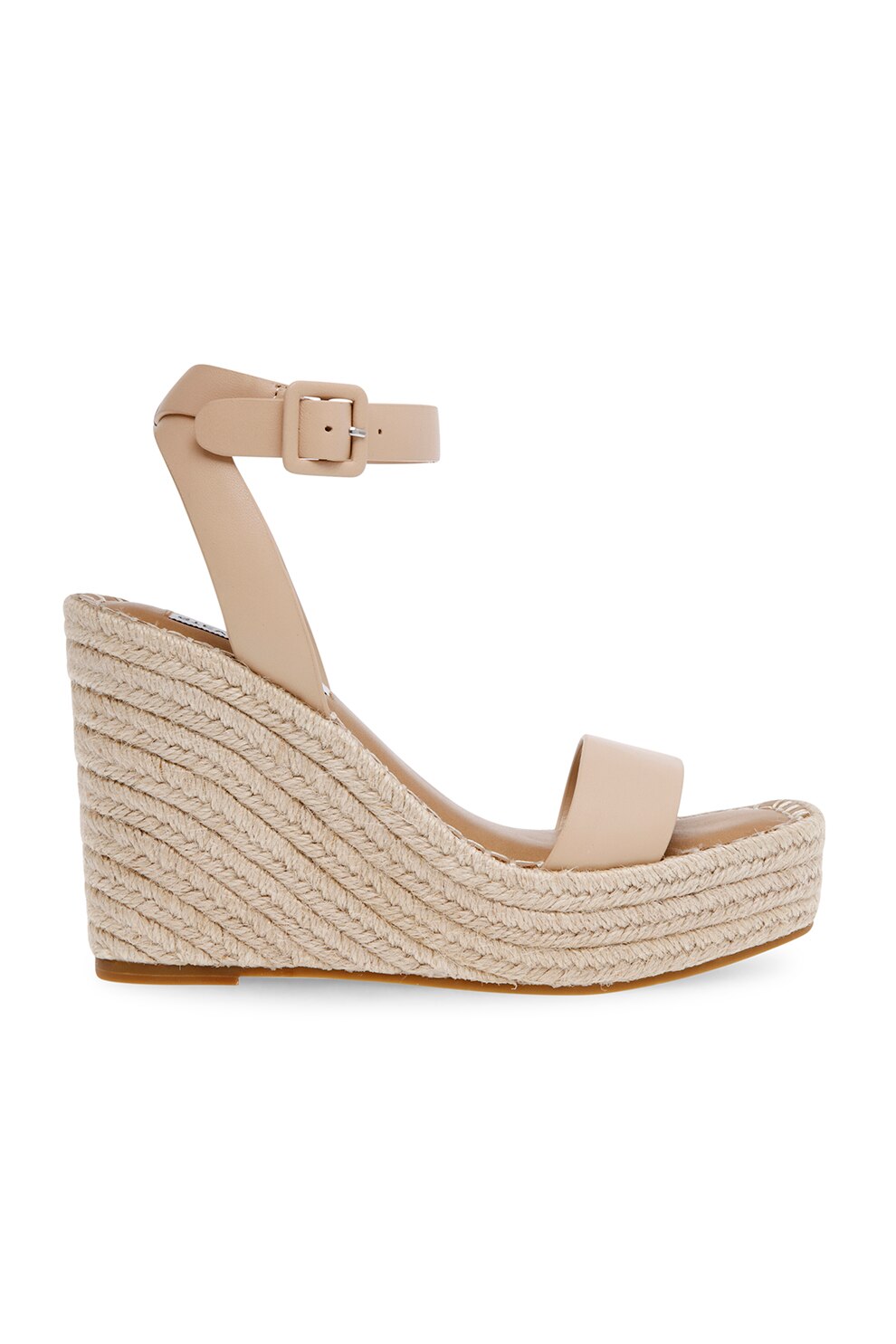 Steve Madden, Sandale demi-wedge de piele ecologica, Bej, Maro deschis, 39