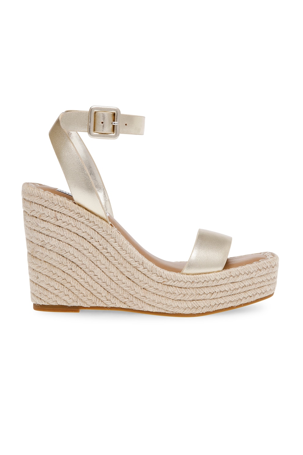 Steve Madden, Sandale demi-wedge de piele ecologica, Auriu, Bej, 38
