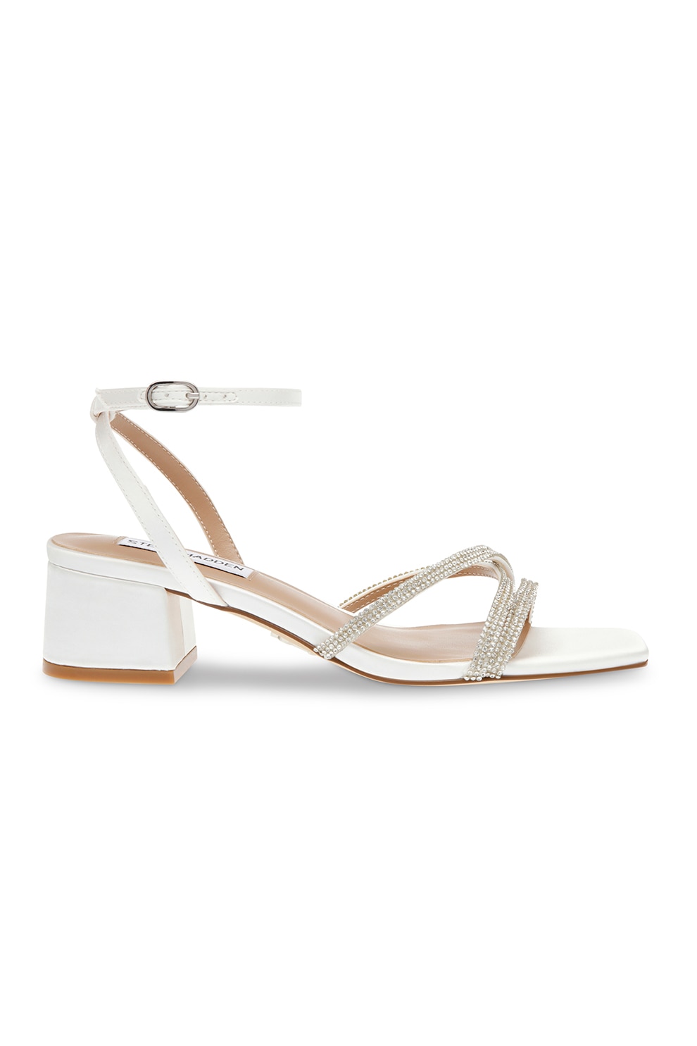 Steve Madden, Sandale cu toc masiv Gabby, Alb, 37