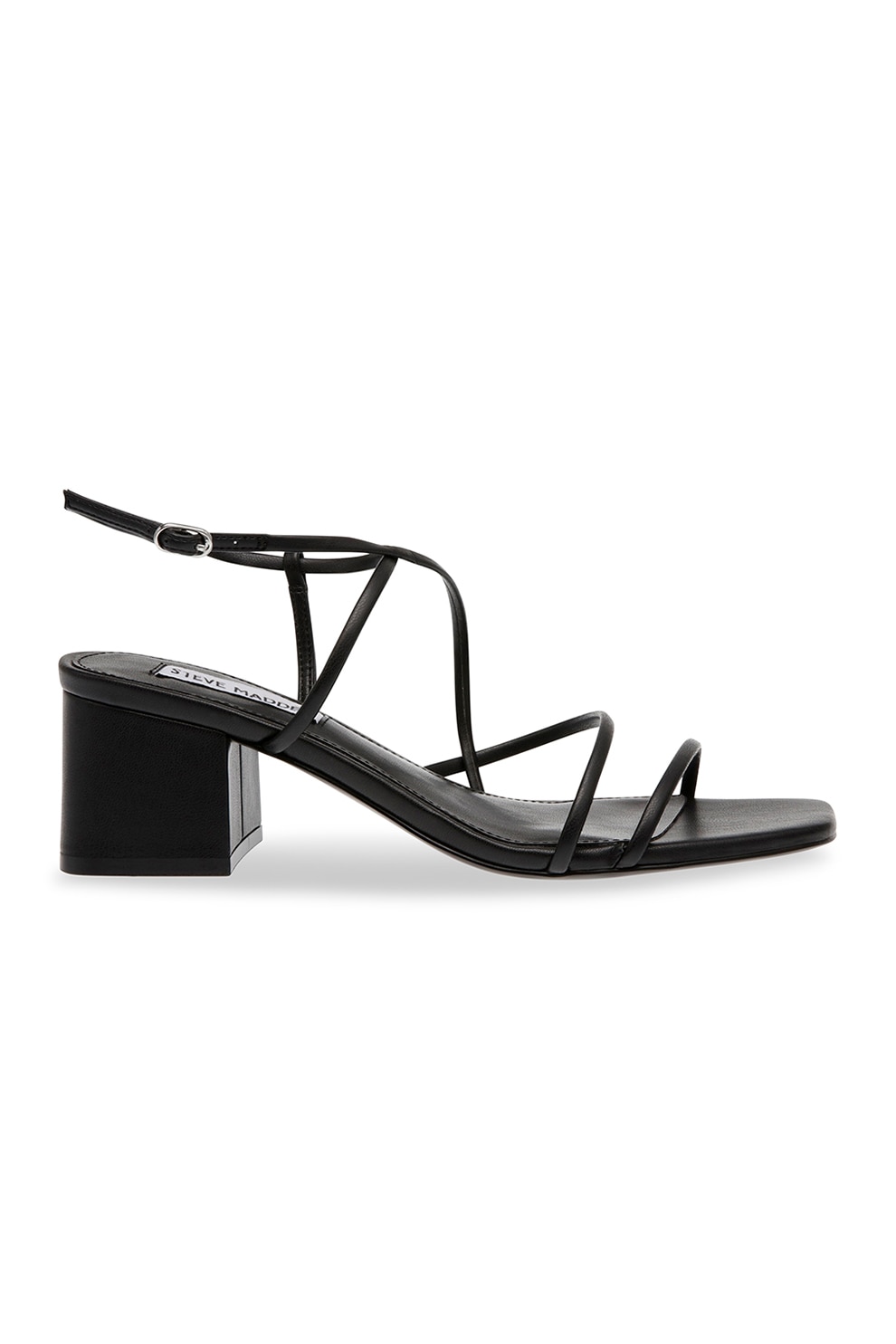 Steve Madden, Sandale cu barete multiple si toc masiv Remmi, Negru, 39