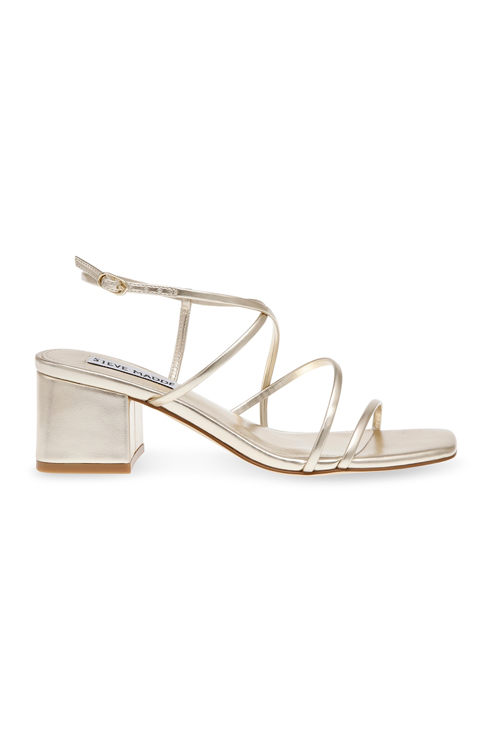 Steve Madden, Sandale cu barete multiple si toc masiv Remmi, Auriu, 37