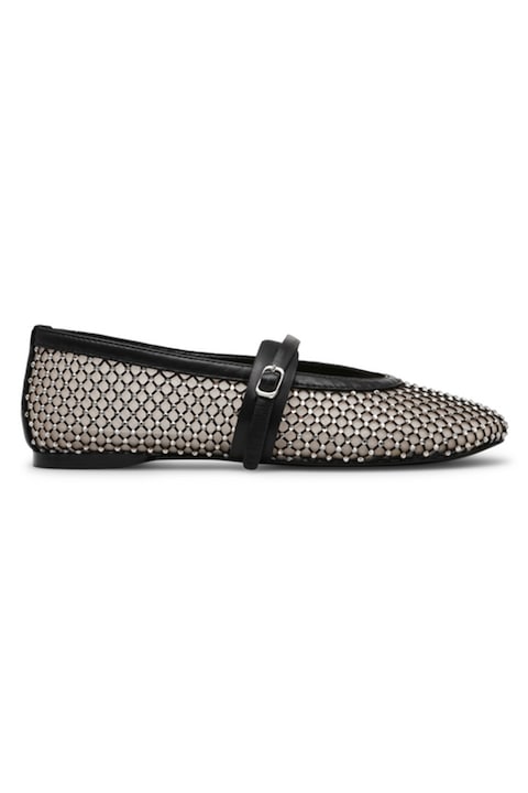 Steve Madden, Мрежести пантофки с тока, Бял/Черен