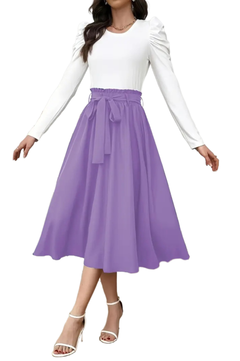 Fusta midi cu funda, Mov