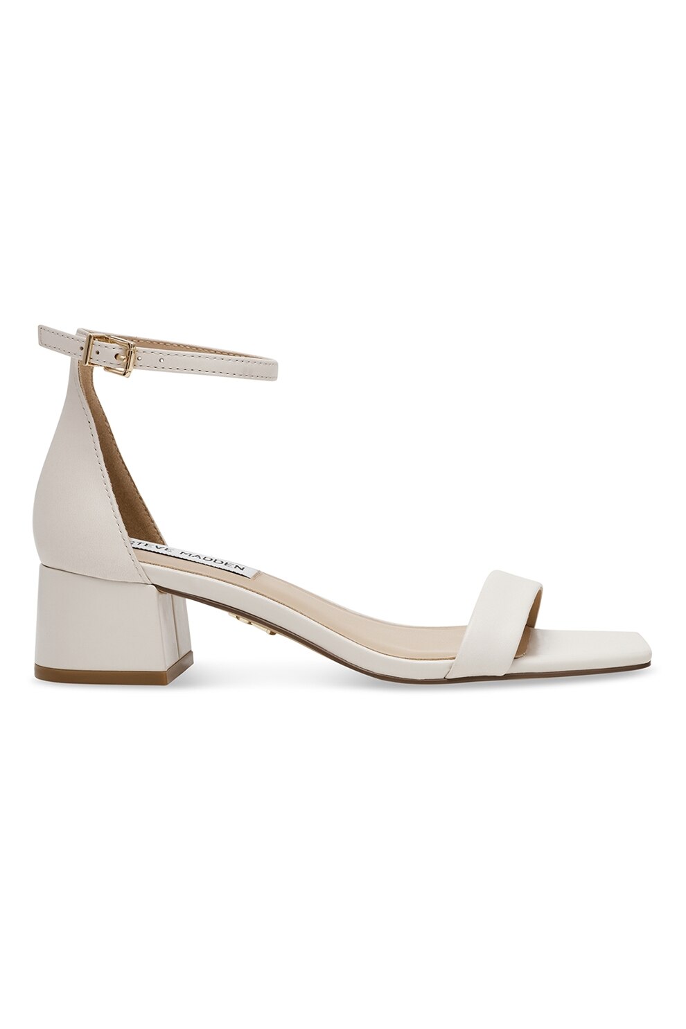 Steve Madden, Sandale cu toc masiv Gena, Alb fildes, 37