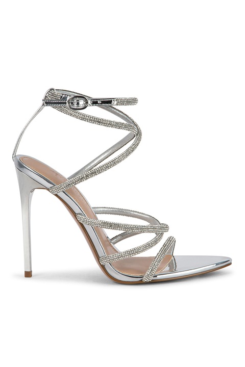 Steve Madden, Sandale din piele ecologica cu toc stiletto, Argintiu, 39