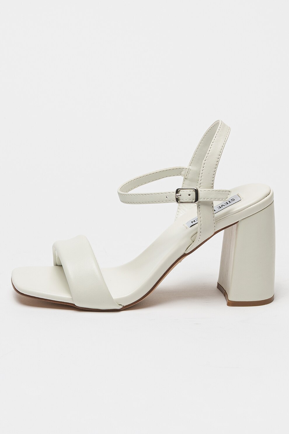 Steve Madden, Sandale din piele si piele ecologica, Alb fildes, 37