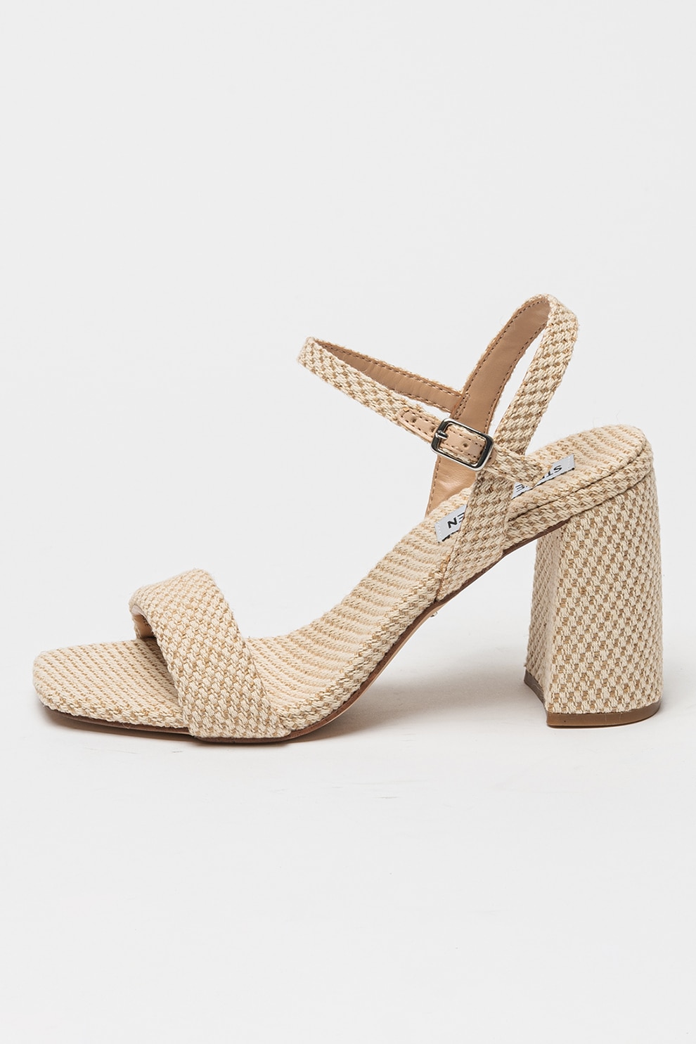 Steve Madden, Sandale din piele si piele ecologica, Alb fildes, Bej, 37