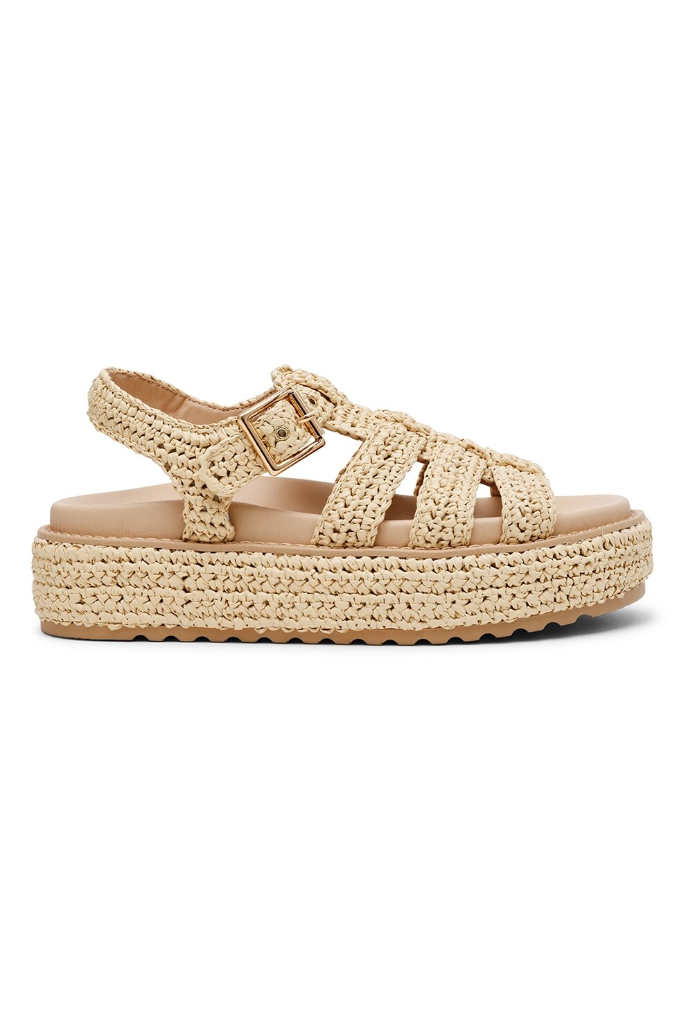 Steve Madden, Sandale flatform cu design impletit, Bej deschis, 37