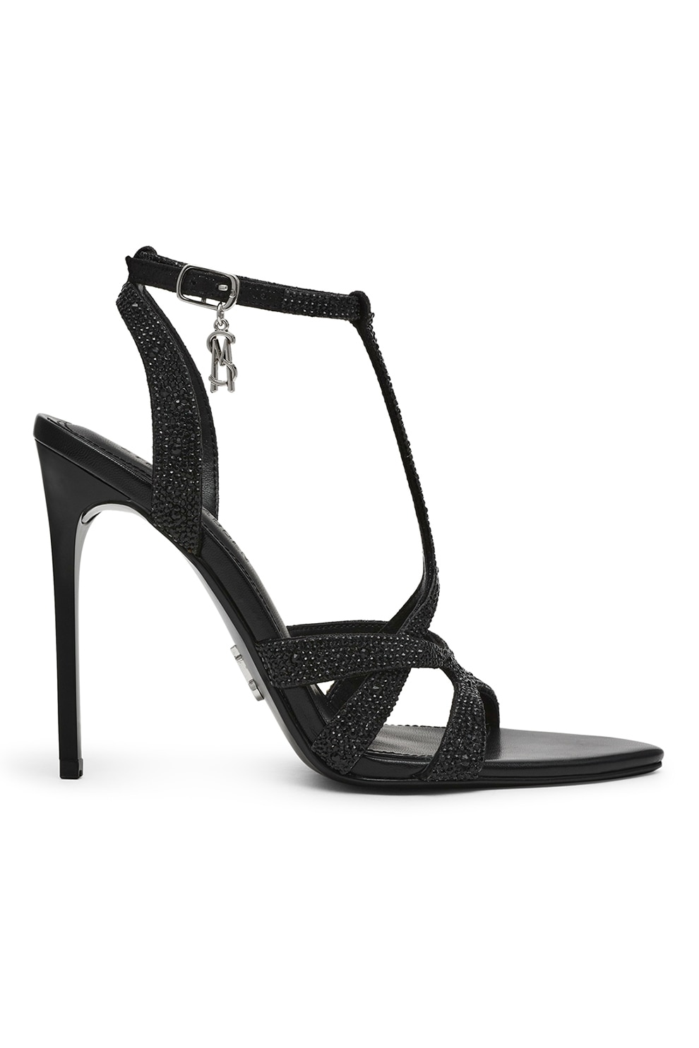 Steve Madden, Sandale cu toc cu aplicatii din strasuri Scope, Negru, 39
